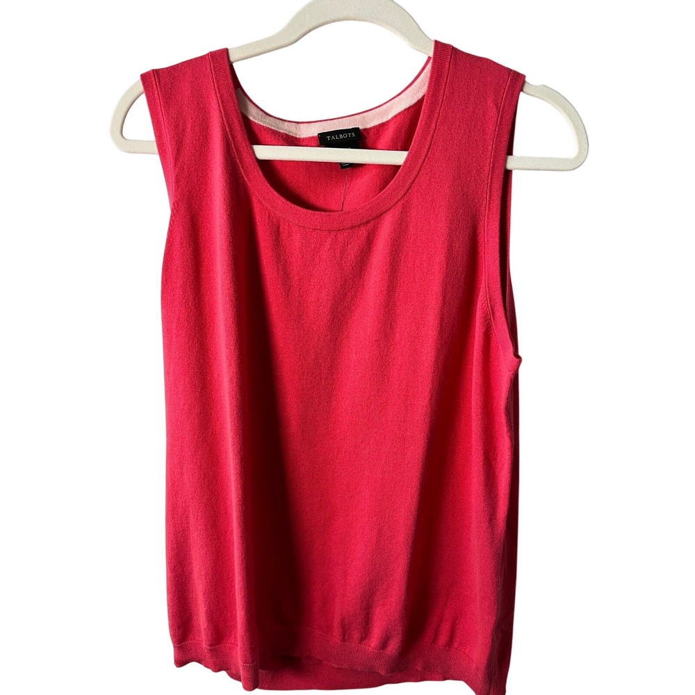 Talbots Pink Pima Cotton Blend Sleeveless Scoop Neck Shell Sweater XL NWT